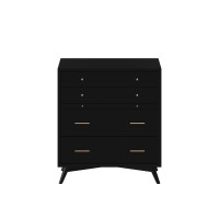 Flynn Mid Century Modern 4 Drawer Multifunction Chest W/Pull Out Tray, Black