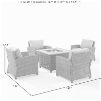 Bradenton 5Pc Outdoor Wicker Conversation Set W/Fire Table Sangria/Weathered Brown - Tucson Fire Table & 4 Armchairs