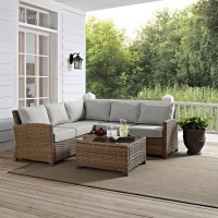 Bradenton 4Pc Outdoor Wicker Sectional Set Gray/Weathered Brown