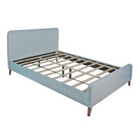 Better Home Products Roza Velvet Upholstered Queen Bed With Headboard Light Blue