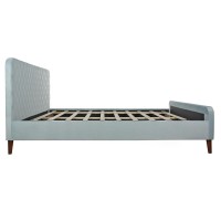 Better Home Products Roza Velvet Upholstered Queen Bed With Headboard Light Blue