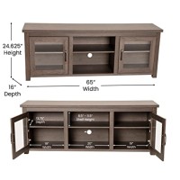 Sheffield Classic Tv Stand Up To 80 Tvs - Modern Black Wash Finish With Full Glass Doors - 65 Engineered Wood Frame - 3 Shelves