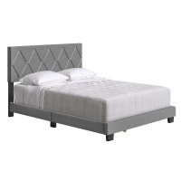 Boyd Sleep Diamond Upholstered Linen Platform Bed, Queen, Gray