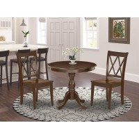 Amcl3-Mah-W 3 Piece Dining Table Set - 1 Dining Room Table And 2 Mahogany Wooden Chairs - Mahogany Finish