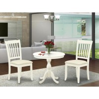 Amda3-Lwh-C 3 Piece Dining Room Set - 1 Dining Table And 2 Linen White Dining Chairs - Linen White Finish