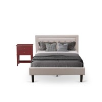Fn08F-1Vl13 2-Pc Fannin Bed Set With 1 Modern Bed And A Night Stand For Bedrooms - Mist Beige Linen Fabric