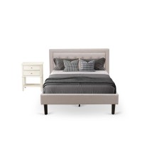 Fn08K-1Vl0C 2-Piece Fannin King Bedroom Set With 1 Platform Bed And A Small Nightstand - Mist Beige Linen Fabric