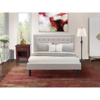Fn08Q-1Ga13 2-Piece Fannin Bedroom Furniture Set With 1 Queen Bed And A Modern End Table - Mist Beige Linen Fabric