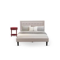 Fn08Q-1Hi13 2-Piece Fannin Queen Bed Set Furniture With 1 Queen Bedframe And An End Table For Bedroom - Mist Beige Linen Fabric