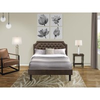 Gb25F-1Bf07 2-Piece Platform Full Bedroom Set With Bed And Distressed Jacobean Nightstand - Dark Brown Faux Leather And Black Legs