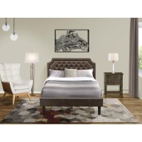 Gb25F-1Vl07 2-Piece Granbury Bedroom Set With Bed And 1 Distressed Jacobean Night Stand - Dark Brown Faux Leather And Black Legs