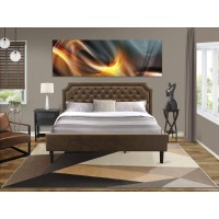 Gb25K-1Vl06 2-Piece King Bedroom Set With Bed And Wire Brushed Black End Table - Dark Brown Faux Leather And Black Legs