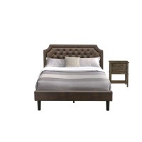 Gb25Q-1Vl07 2-Piece Granbury Bed Set With Queen Bed And Distressed Jacobean Night Stand - Dark Brown Faux Leather And Black Legs