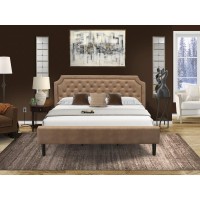 Gb28K-1Hi0M 2-Pc Wooden Set For Bedroom With King Bed And Antique Mahogany Bedroom Nightstand - Brown Faux Leather And Black Legs