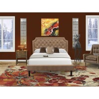 Gb28Q-1Vl07 2-Pc Bedroom Set With Queen Frame And Distressed Jacobean Night Stand For Bedrooms - Brown Faux Leather And Black Legs