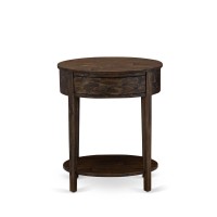 Hi-07-Et Small End Table With 1 Wood Drawer, Stable And Sturdy Constructed - Distressed Jacobean Finish
