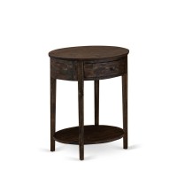 Hi-07-Et Small End Table With 1 Wood Drawer, Stable And Sturdy Constructed - Distressed Jacobean Finish