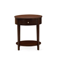 Hi-0M-Et Wood End Table With 1 Mid Century Modern Drawer, Stable And Sturdy Constructed - Antique Mahogany Finish