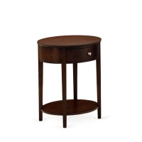 Hi-0M-Et Wood End Table With 1 Mid Century Modern Drawer, Stable And Sturdy Constructed - Antique Mahogany Finish