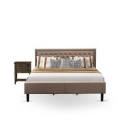 Kd16K-1Vl07 2 Piece Wooden Bedroom Set - King Bed Dark Khaki Headboard With 1 Nightstand - Black Finish Legs