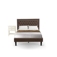 Kd18F-1Vl0C 2 Piece Full Size Bed Set - Full Size Bed Brown Headboard With 1 Night Stand - Black Finish Legs