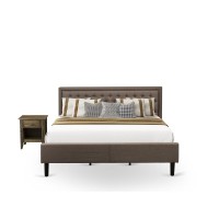 Kd18K-1Ga07 2 Pc King Size Bed Set - King Size Bed Brown Headboard With 1 Wood Nightstand - Black Finish Legs