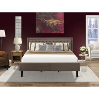 Kd18K-1Ga08 2 Pc King Bed Set - King Size Bed Brown Headboard With 1 Wooden Night Stand - Black Finish Legs