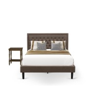 Kd18Q-1Bf08 2 Piece Bedroom Set - Queen Size Bed Brown Headboard With 1 Wooden Nightstand - Black Finish Legs
