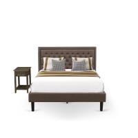 Kd18Q-1De07 2 Piece Queen Bed Set - Queen Bed Frame Size Brown Headboard With 1 Nightstand - Black Finish Legs