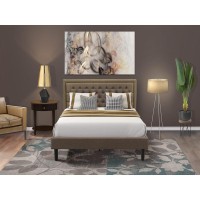 Kd18Q-1Hi0M 2 Pc Queen Bed Set - Wood Bed Frame Brown Headboard With 1 Wooden Nightstand - Black Finish Legs