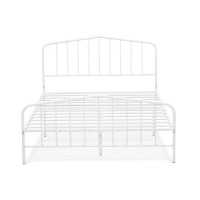 Kemah Full Bed Frame With 3 Supporting Metal Legs - Deluxe Bed In Powder Coating White Color