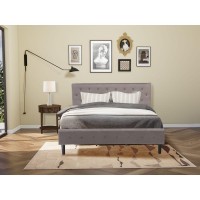 Nl14K-1Hi08 2 Pc King Bed Set - 1 King Bed Brown Taupe Velvet Fabric Headboard And 1 Nightstand - Antique Walnut Finish Nightstand