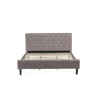 Nl14K-1Vl07 2 Pc King Bed Set - 1 Bed Brown Taupe Velvet Fabric Headboard And 1 Nightstand - Distressed Jacobean Finish Nightstand