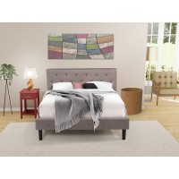 Nl14Q-1De13 2 Pc Queen Bed Set - 1 Bed Brown Taupe Velvet Fabric Headboard And 1 Night Stand - Burgundy Finish Nightstand