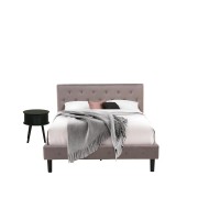 Nl14Q-1Go11 2 Piece Bed Set - 1 Queen Bed Brown Taupe Velvet Fabric Headboard And 1 Night Stand - Black Finish Nightstand