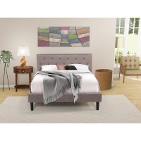 Nl14Q-1Hi08 2 Pc Bedroom Set - 1 Queen Bed Brown Taupe Velvet Fabric Headboard And 1 Nightstand - Antique Walnut Finish Nightstand
