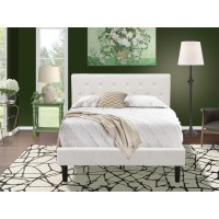 Nl19F-1Bf12 2 Piece Bedroom Set - 1 Bed White Velvet Fabric With 1 Night Stand For Bedroom - Clover Green Finish Nightstand