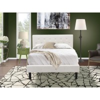 Nl19F-1Go12 2 Pc Full Bed Set - 1 Full Bed White Velvet Fabric Headboard And 1 Bedroom Nightstand - Clover Green Finish Nightstand