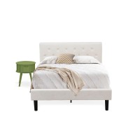 Nl19F-1Go12 2 Pc Full Bed Set - 1 Full Bed White Velvet Fabric Headboard And 1 Bedroom Nightstand - Clover Green Finish Nightstand