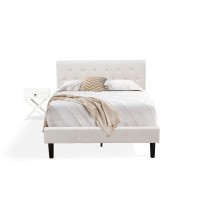 Nl19F-1Ha05 2 Piece Bedroom Set - 1 Full Bed White Velvet Fabric Headboard And 1 Wood Night Stand - White Finish Nightstand