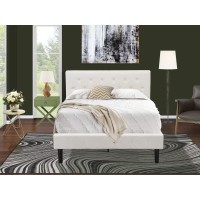 Nl19F-1Ha12 2 Piece Bedroom Set - 1 Bed White Velvet Fabric Headboard And 1 Wood Nightstand - Clover Green Finish Nightstand