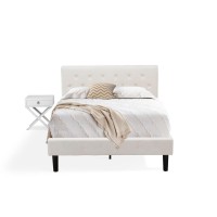 Nl19F-1Ha14 2 Pc Full Bed Set - 1 Full Size Bed White Velvet Fabric Headboard And 1 Wood Nightstand - Urban Gray Finish Nightstand