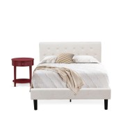 Nl19F-1Hi13 2 Pc Bedroom Set - 1 Full Bed White Velvet Fabric Headboard And 1 Small Night Stand - Burgundy Finish Nightstand
