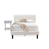 Nl19F-1Hi14 2 Piece Bedroom Set - 1 Bed White Velvet Fabric Headboard And 1 Small Night Stand - Urban Gray Finish Nightstand