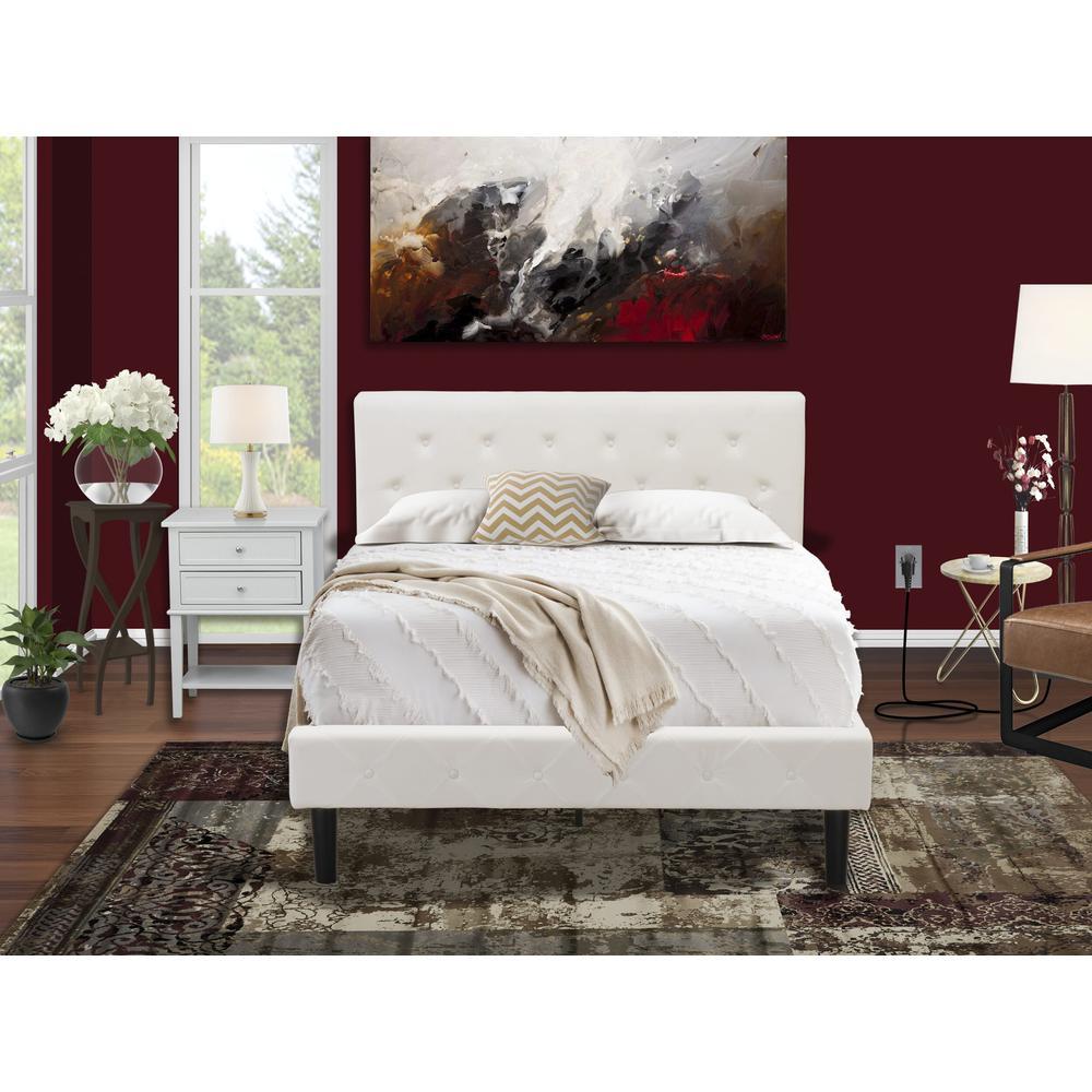 Nl19F-1Vl14 2 Piece Bed Set - 1 Full Size Bed White Velvet Fabric Headboard And 1 Nightstand - Urban Gray Finish Nightstand