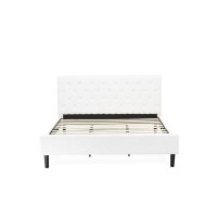 Nl19K-1De05 2 Pc King Bed Set - 1 Platform Bed White Velvet Fabric Headboard And 1 Small Nightstand - White Finish Nightstand