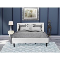 Nl19K-1Go05 2 Piece King Bed Set - 1 Platform Bed White Velvet Fabric Headboard And 1 Night Stand - White Finish Nightstand