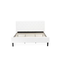 Nl19K-1Go13 2 Piece Bed Set - 1 Wooden Bed White Velvet Fabric Headboard And 1 Wooden Nightstand - Burgundy Finish Nightstand
