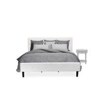 Nl19K-1Hi14 2 Pc Bed Set - 1 King Bed White Velvet Fabric Headboard And 1 Night Stand For Bedroom - Urban Gray Finish Nightstand