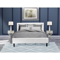 Nl19K-2Ha14 3 Piece Bedroom Set - 1 Bed Frame White Velvet Fabric Headboard And 2 Small Nightstands - Urban Gray Finish Nightstand